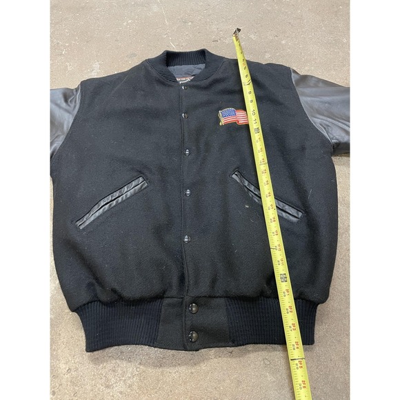 VTG Interstate Leather Originals Jacket Mens Sz M Varsity American Flag Made USA - Picture 11 of 16